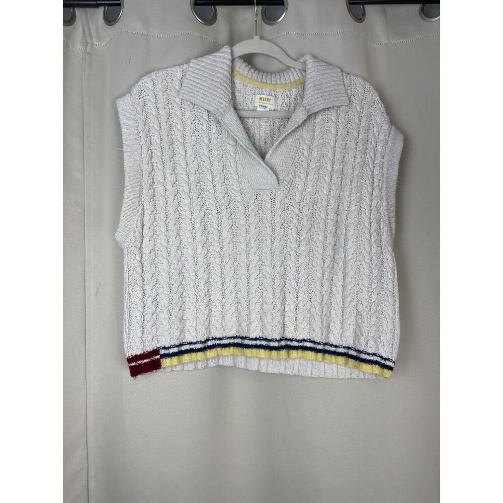 Maeve by Anthropologie Cable Knit Collared Sweater Vest – Tennis Style 1X - Picture 2 of 5